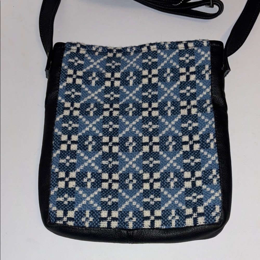 JONES AND GINGER RECYCLED AND RELOVED CROSSBODY BAG NAVY BLUE VEGAN LEATHER